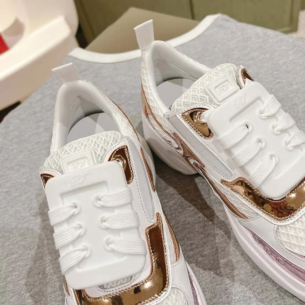 Roger Vivier Women Viv’ on the Run Sneakers in Leather and Fabric-Pink - image 8