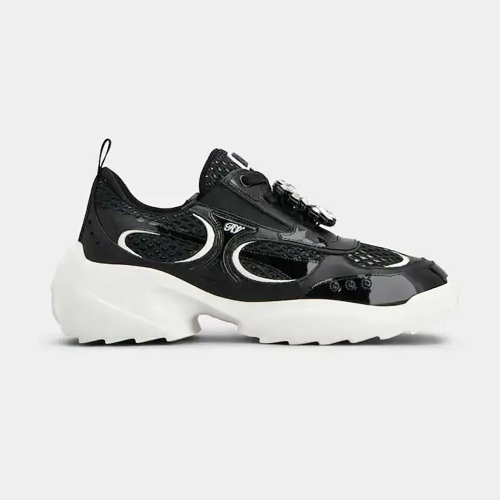 Roger Vivier Women Viv’ on the Run Sneakers in Patent Leather and Fabric-Black