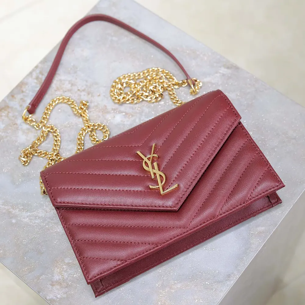 Saint Laurent YSL Women Cassandre Envelope Chain Wallet in Lambskin - image 5
