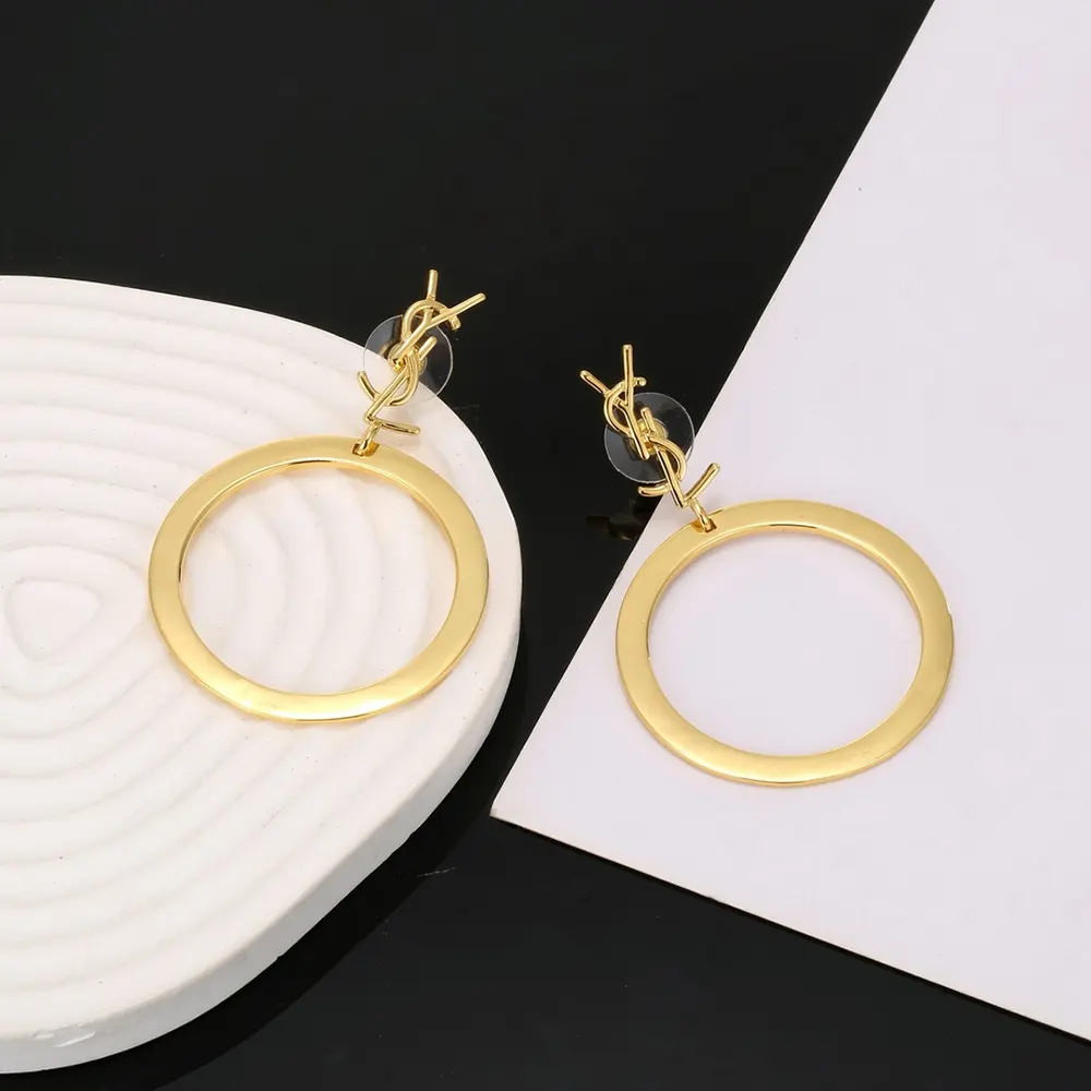 Saint Laurent YSL Women Cassandre Pendant Hoop Earrings in Metal - image 6