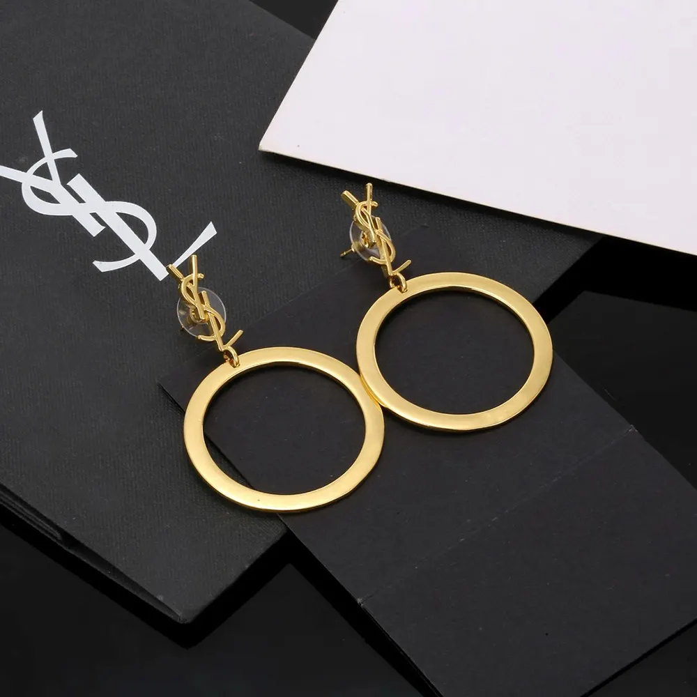 Saint Laurent YSL Women Cassandre Pendant Hoop Earrings in Metal - image 5