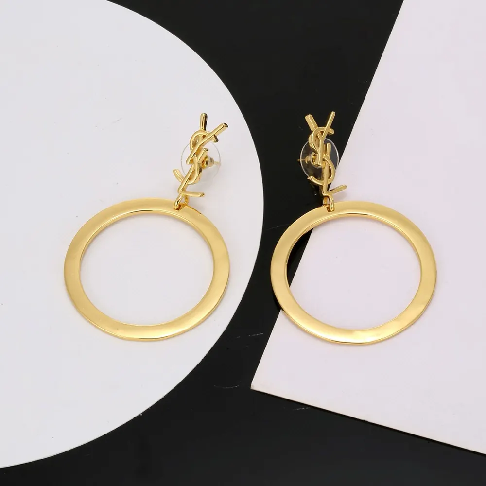 Saint Laurent YSL Women Cassandre Pendant Hoop Earrings in Metal - image 4