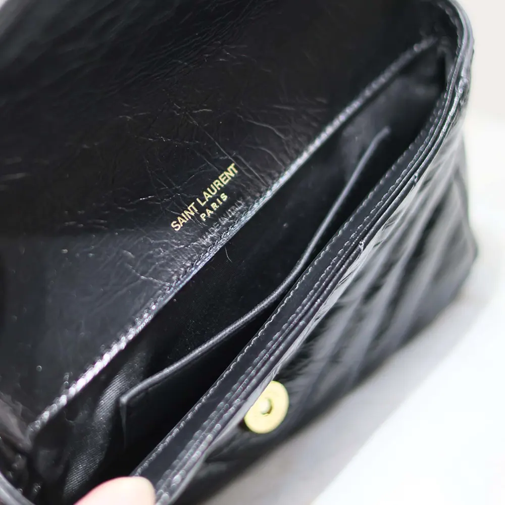 Saint Laurent YSL Women College Mini Chain Bag in Shiny Crackled Leather-Black - image 10
