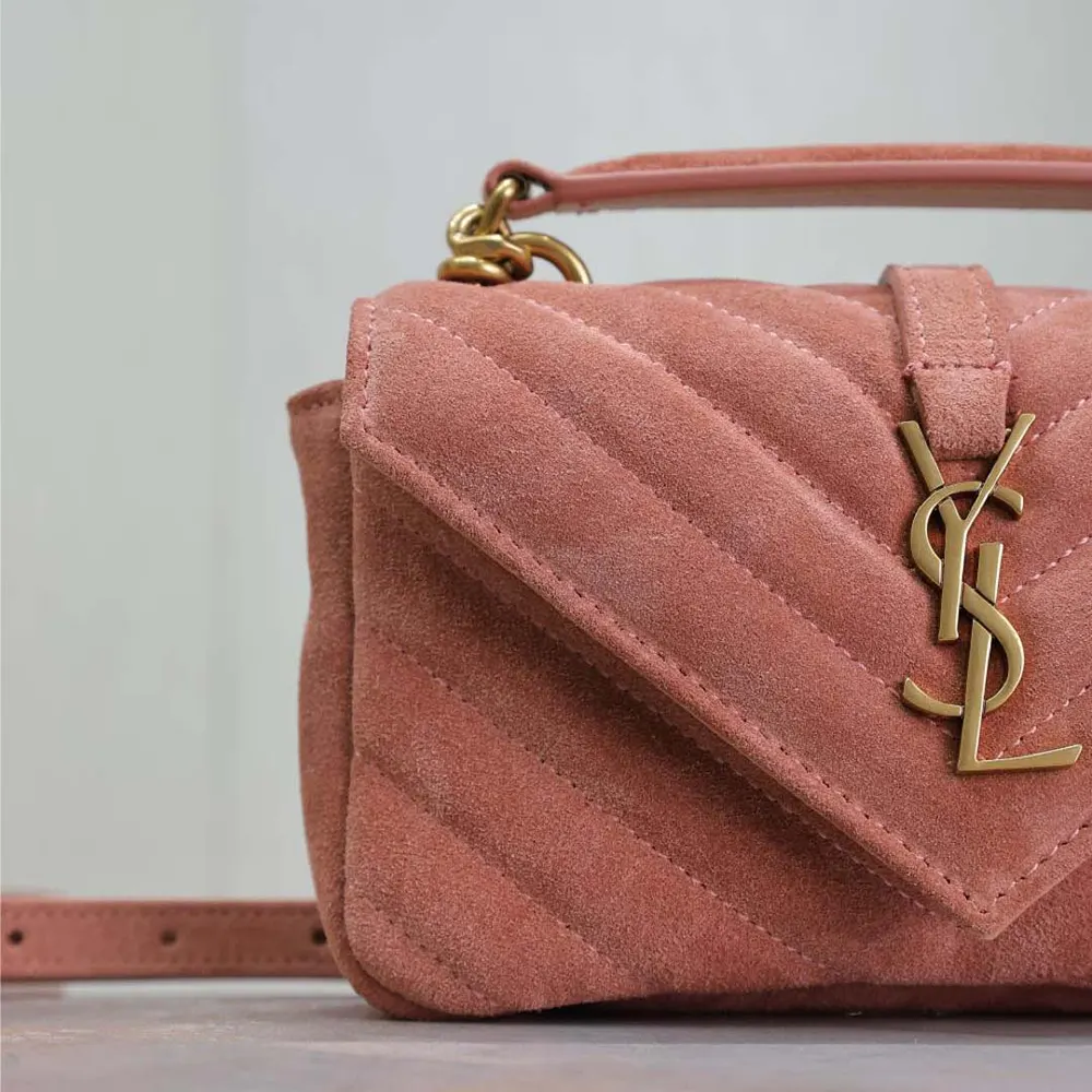 Saint Laurent YSL Women College Mini in Suede-Pink - image 9