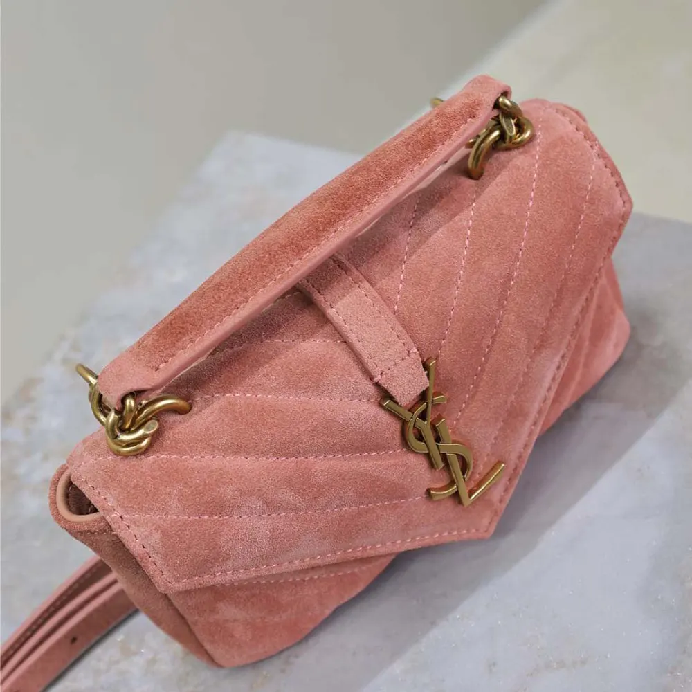 Saint Laurent YSL Women College Mini in Suede-Pink - image 7