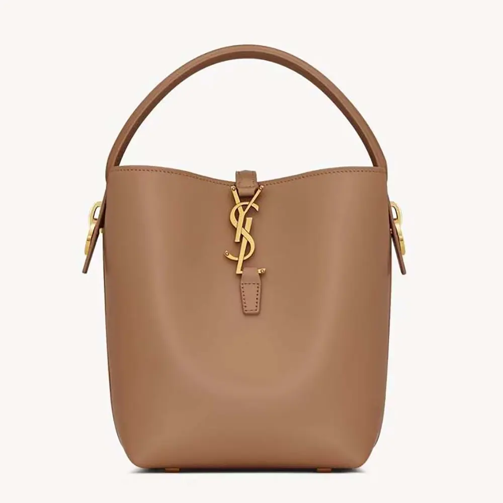 Front view of Saint Laurent YSL Women Le 37 Small in shiny leather black