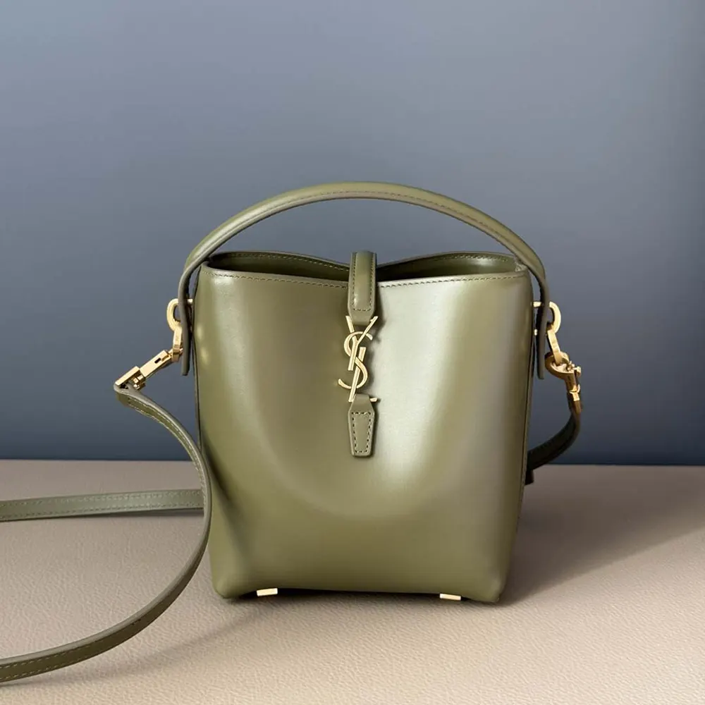 Close-up of gold YSL hardware detail on Le 37 Mini shoulder bag
