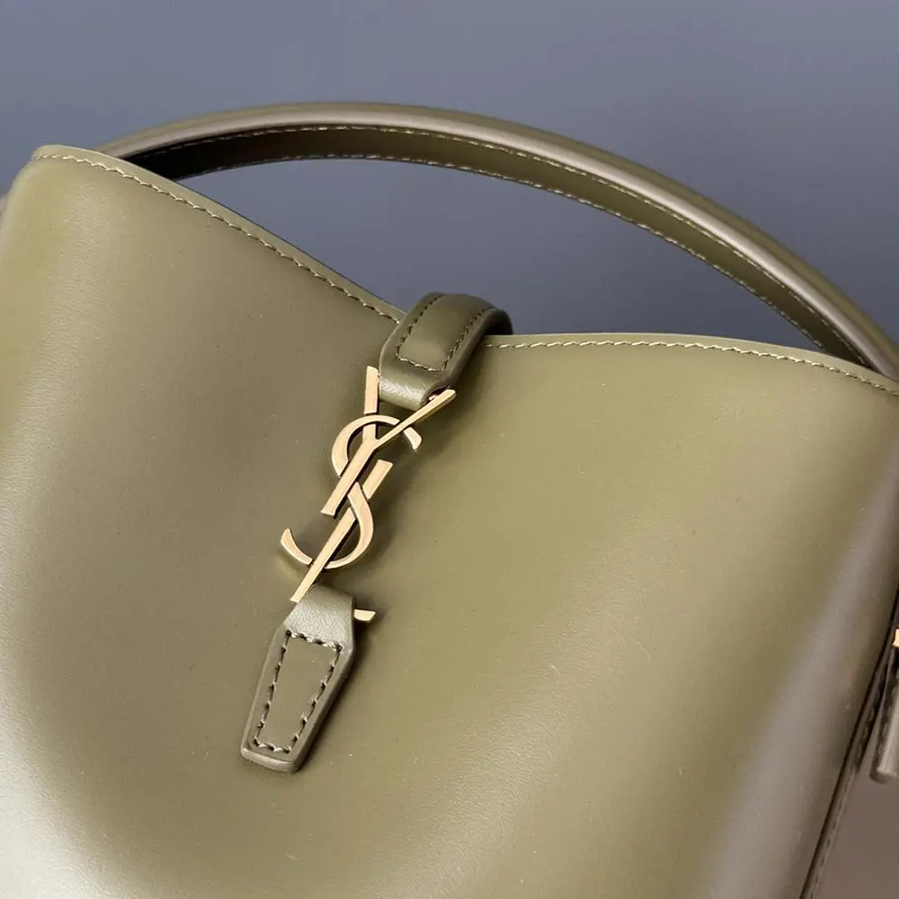 Saint Laurent YSL Women Le 37 Mini in Shiny Leather-Dark Green - image 6