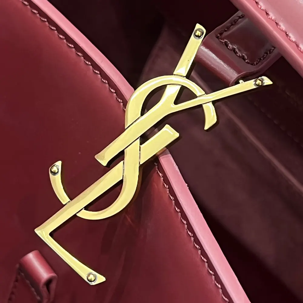 Saint Laurent YSL Women Le 37 Small in Shiny Leather-Maroon - image 9