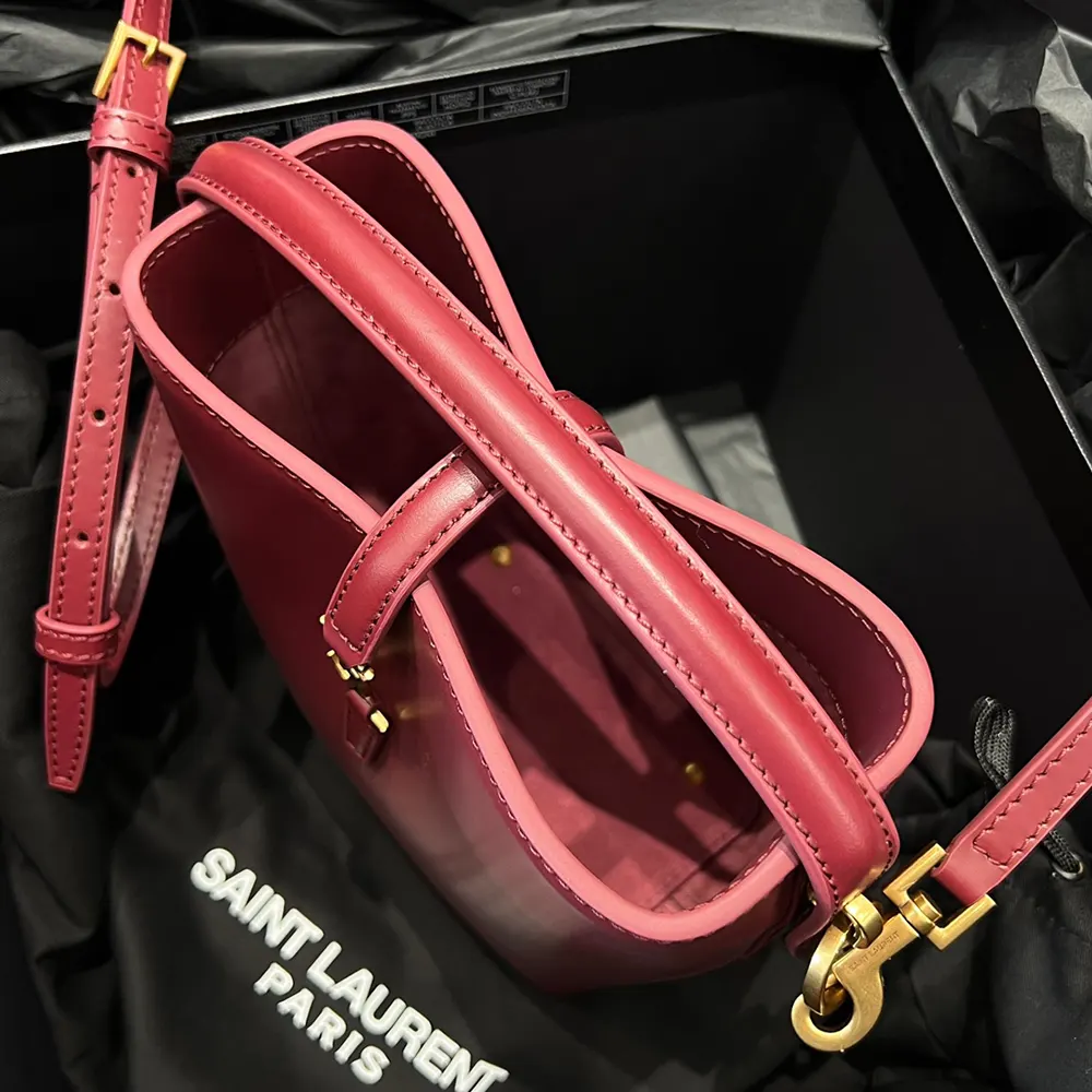 Saint Laurent YSL Women Le 37 Mini in Shiny Leather-Maroon - image 4