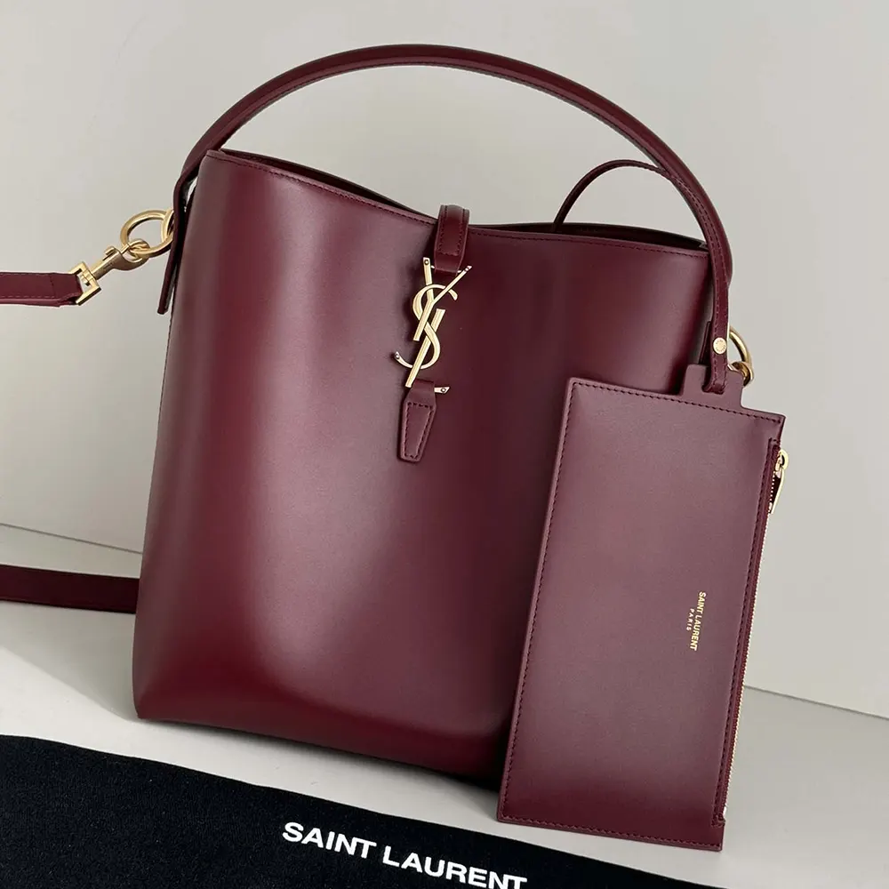 Close-up of gold YSL hardware on Saint Laurent YSL Women Le 37 bag