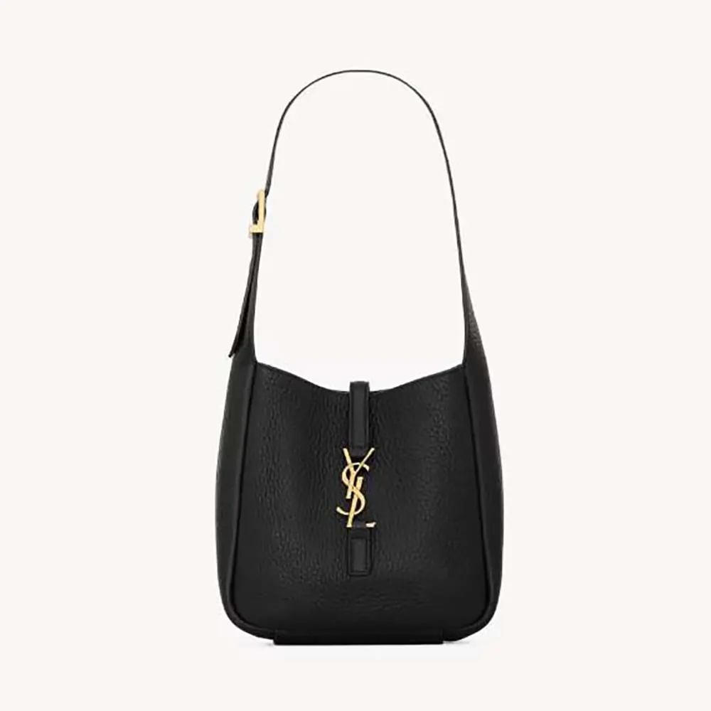 Front view of Saint Laurent YSL Women Le 5 à 7 Supple Baby bag in black leather