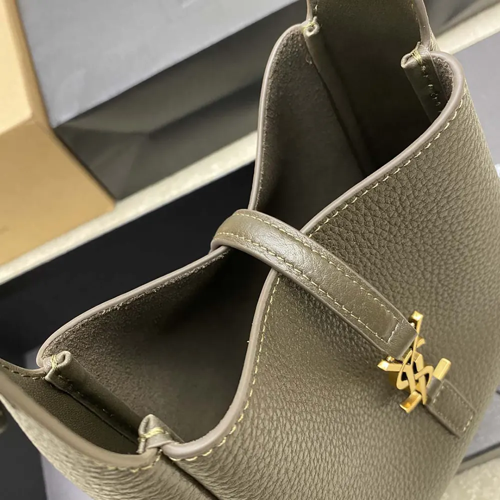 Saint Laurent YSL Women Le 5 à 7 Supple Baby in Grained Leather-Dark Green - image 7