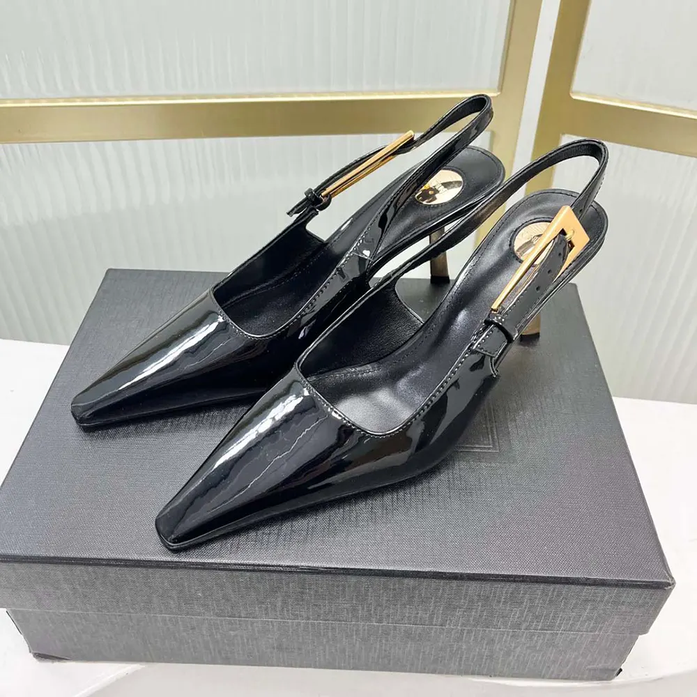 Saint Laurent YSL Women Lee Slingback Pumps in Glazed Leather-Black - image 4