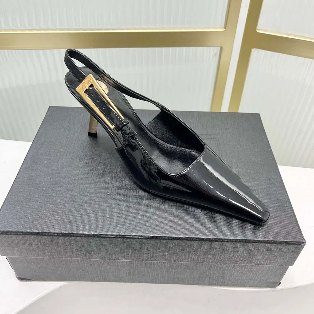 Saint Laurent YSL Women Lee Slingback Pumps in Glazed Leather-Black - image 7