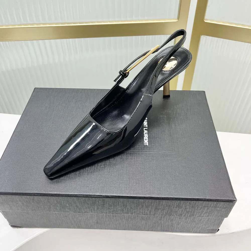 Saint Laurent YSL Women Lee Slingback Pumps in Glazed Leather-Black - image 6