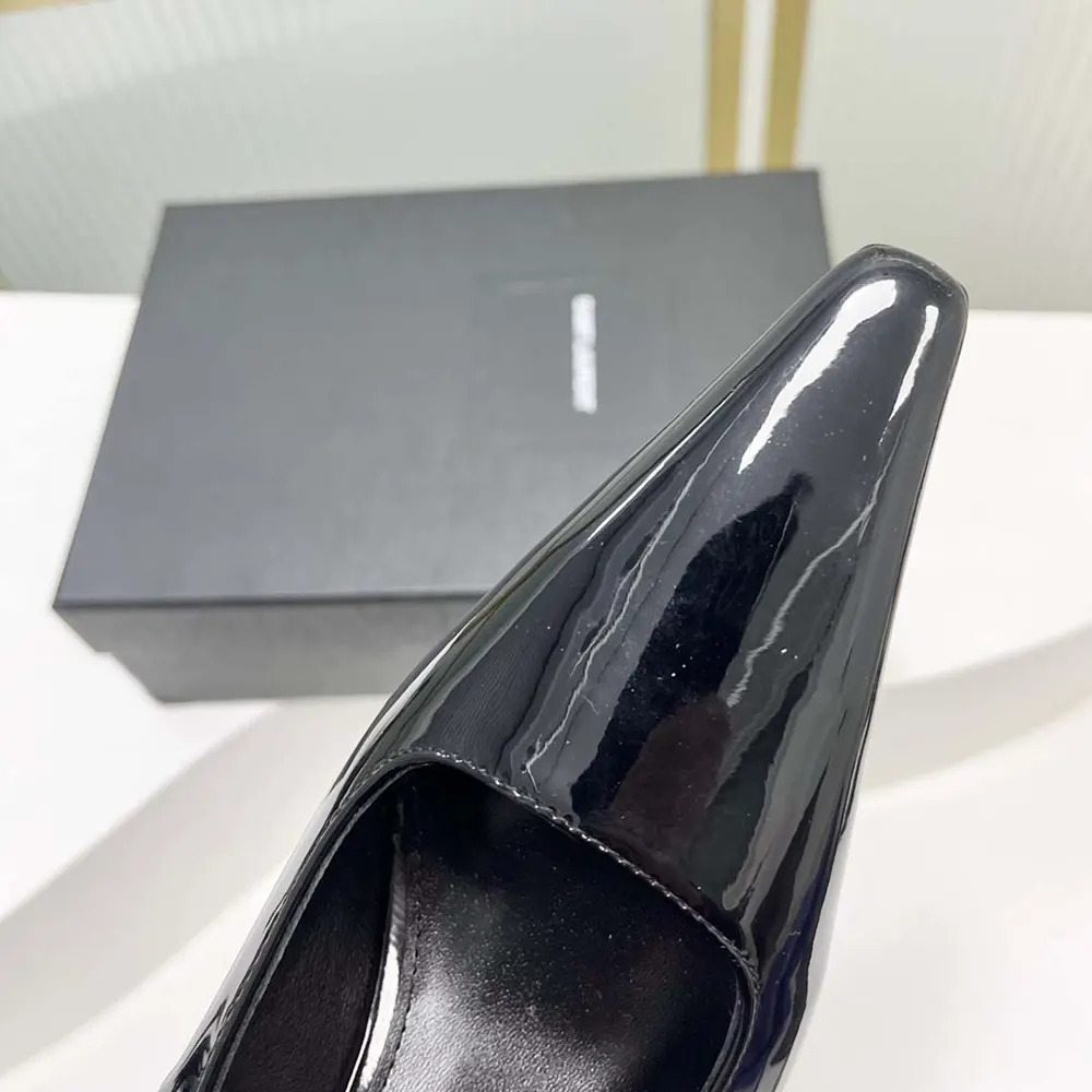 Saint Laurent YSL Women Lee Slingback Pumps in Glazed Leather-Black - image 9