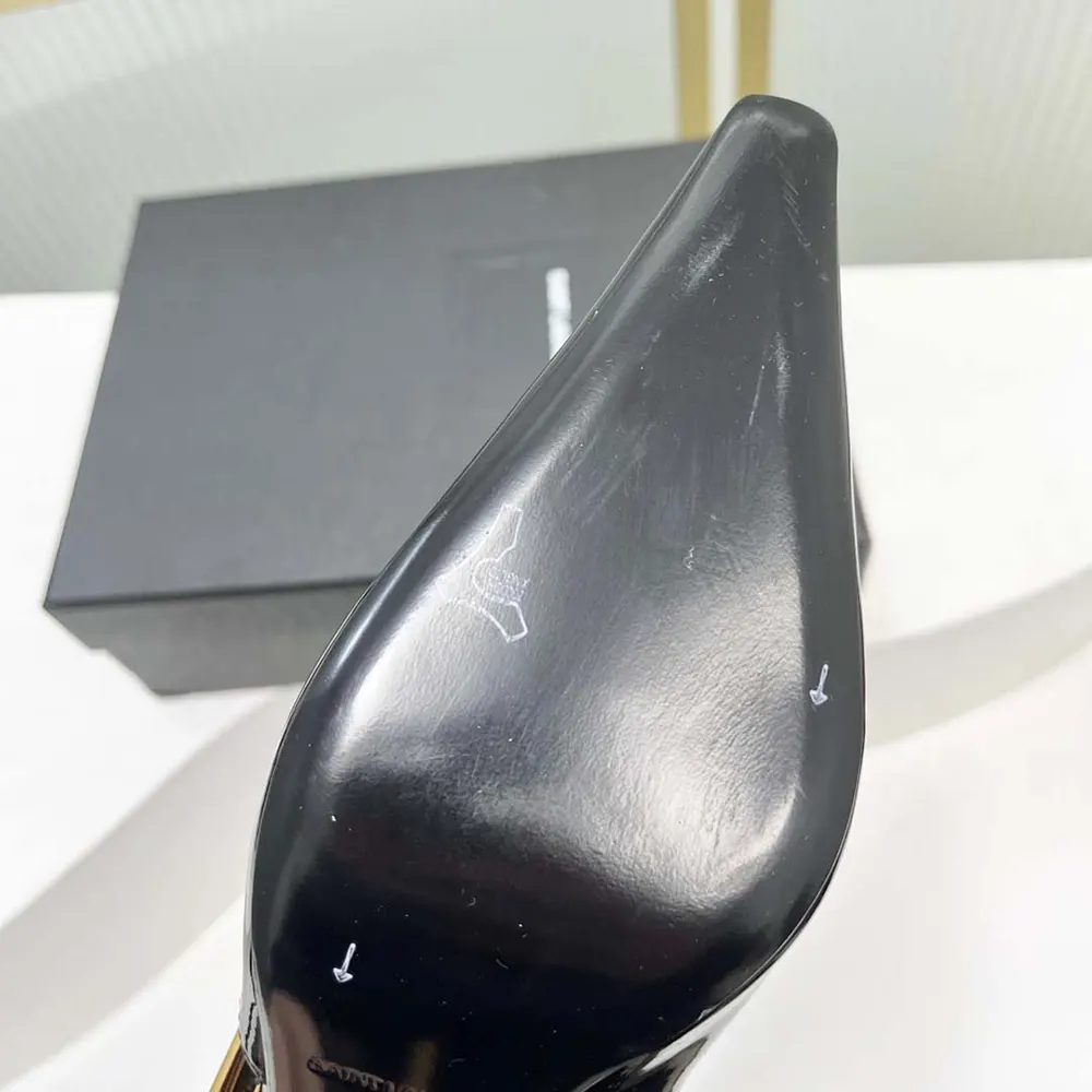Saint Laurent YSL Women Lee Slingback Pumps in Glazed Leather-Black - image 10