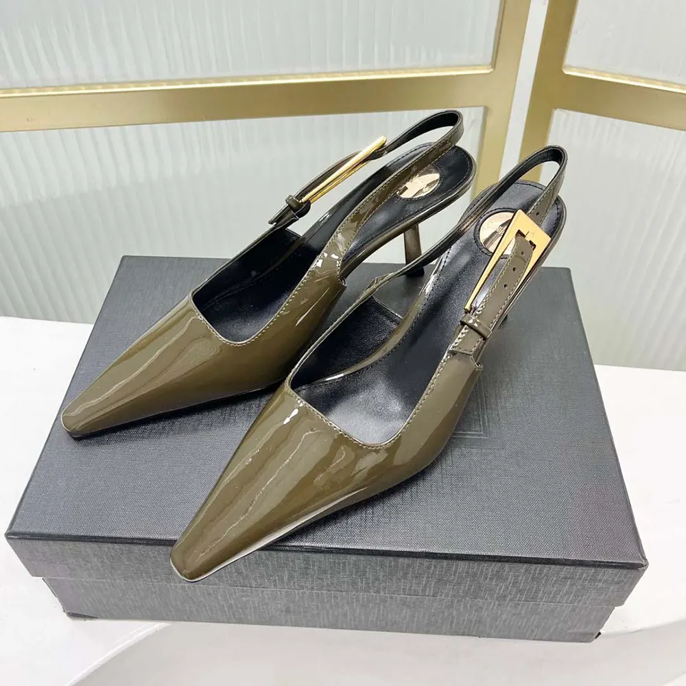 Saint Laurent YSL Women Lee Slingback Pumps in Patent Leather-Drak Green - image 4