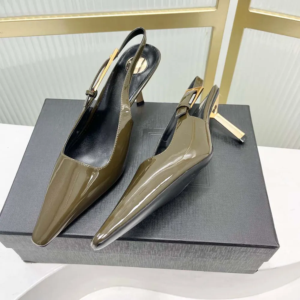 Saint Laurent YSL Women Lee Slingback Pumps in Patent Leather-Drak Green - image 5