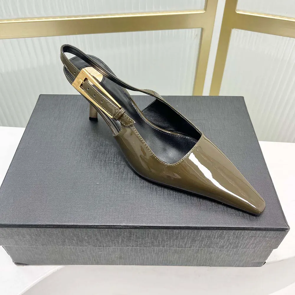 Saint Laurent YSL Women Lee Slingback Pumps in Patent Leather-Drak Green - image 7