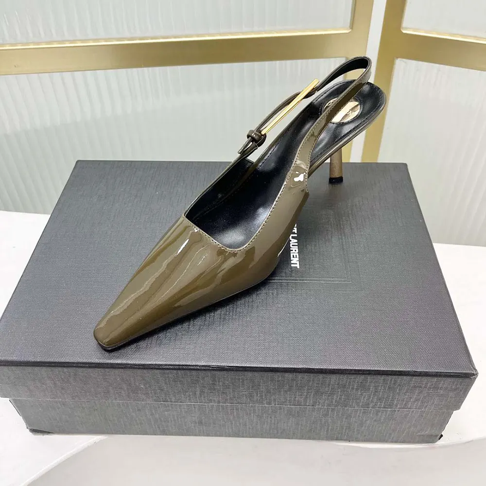 Saint Laurent YSL Women Lee Slingback Pumps in Patent Leather-Drak Green - image 6