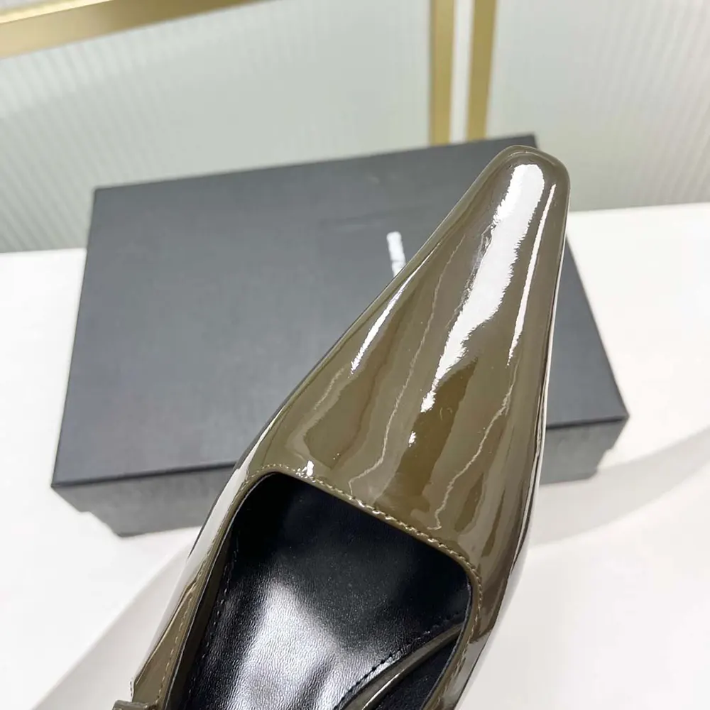 Saint Laurent YSL Women Lee Slingback Pumps in Patent Leather-Drak Green - image 8