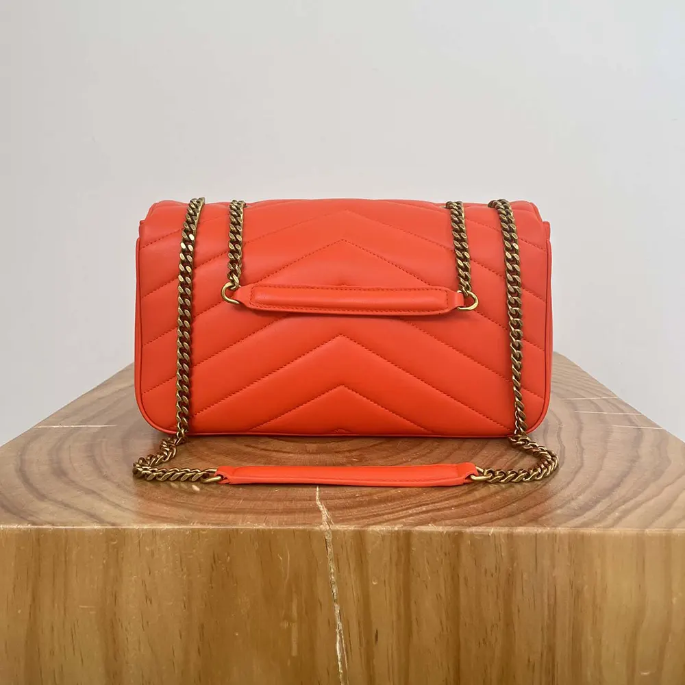 Saint Laurent YSL Women Loulou Medium in Matelasse Lambskin-Orange - image 4