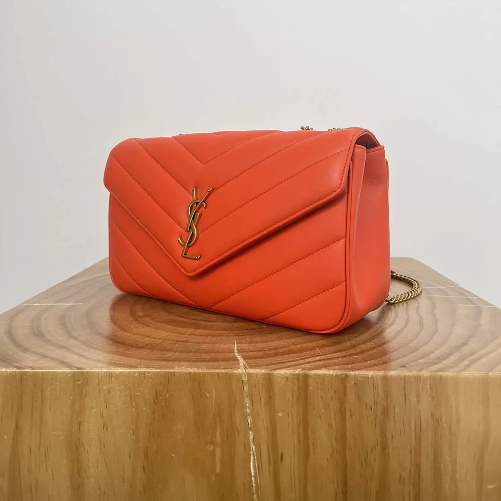 Saint Laurent YSL Women Loulou Medium in Matelasse Lambskin-Orange - image 5