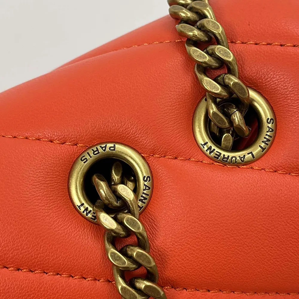 Saint Laurent YSL Women Loulou Medium in Matelasse Lambskin-Orange - image 8