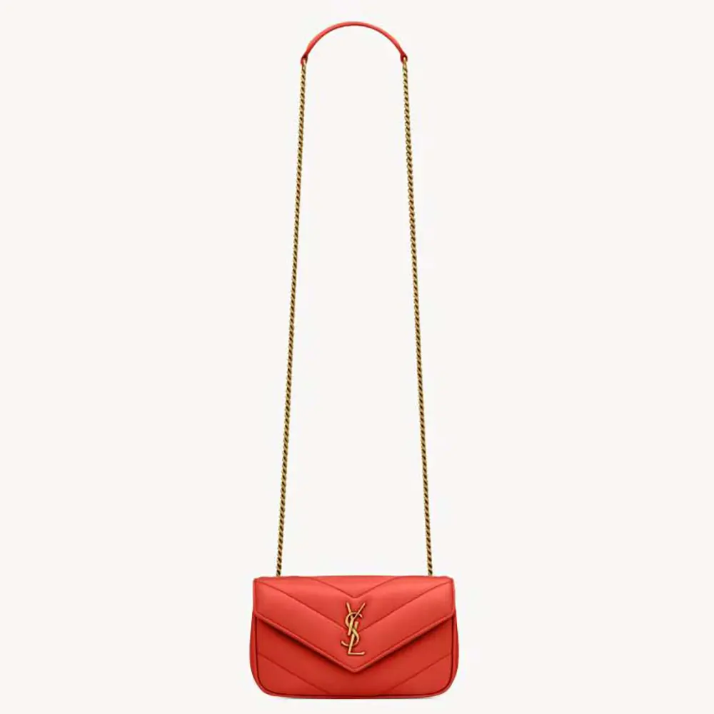 Saint Laurent YSL Women Loulou Mini in Lambskin-Orange