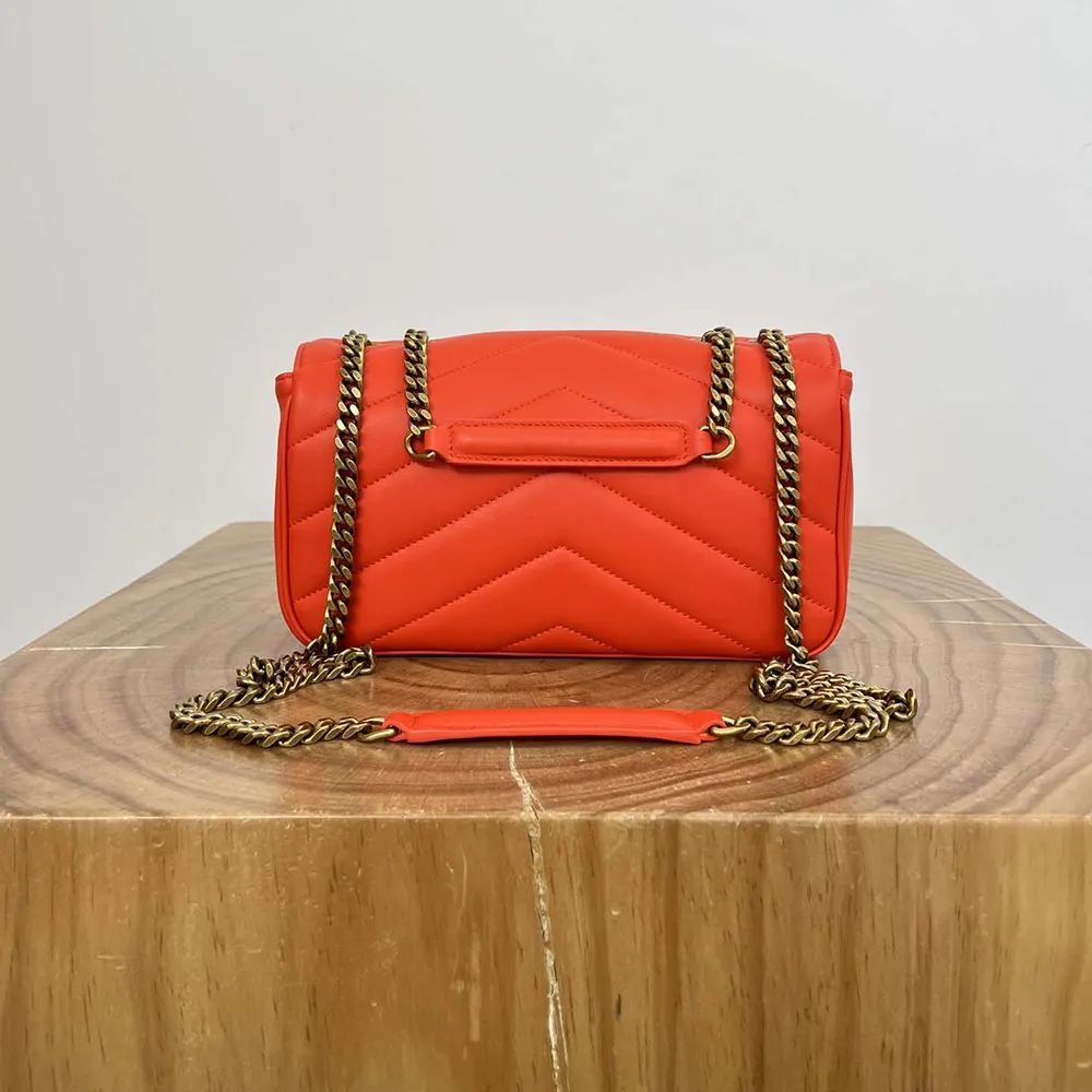 Saint Laurent YSL Women Loulou Small in Matelasse Lambskin-Orange - image 5
