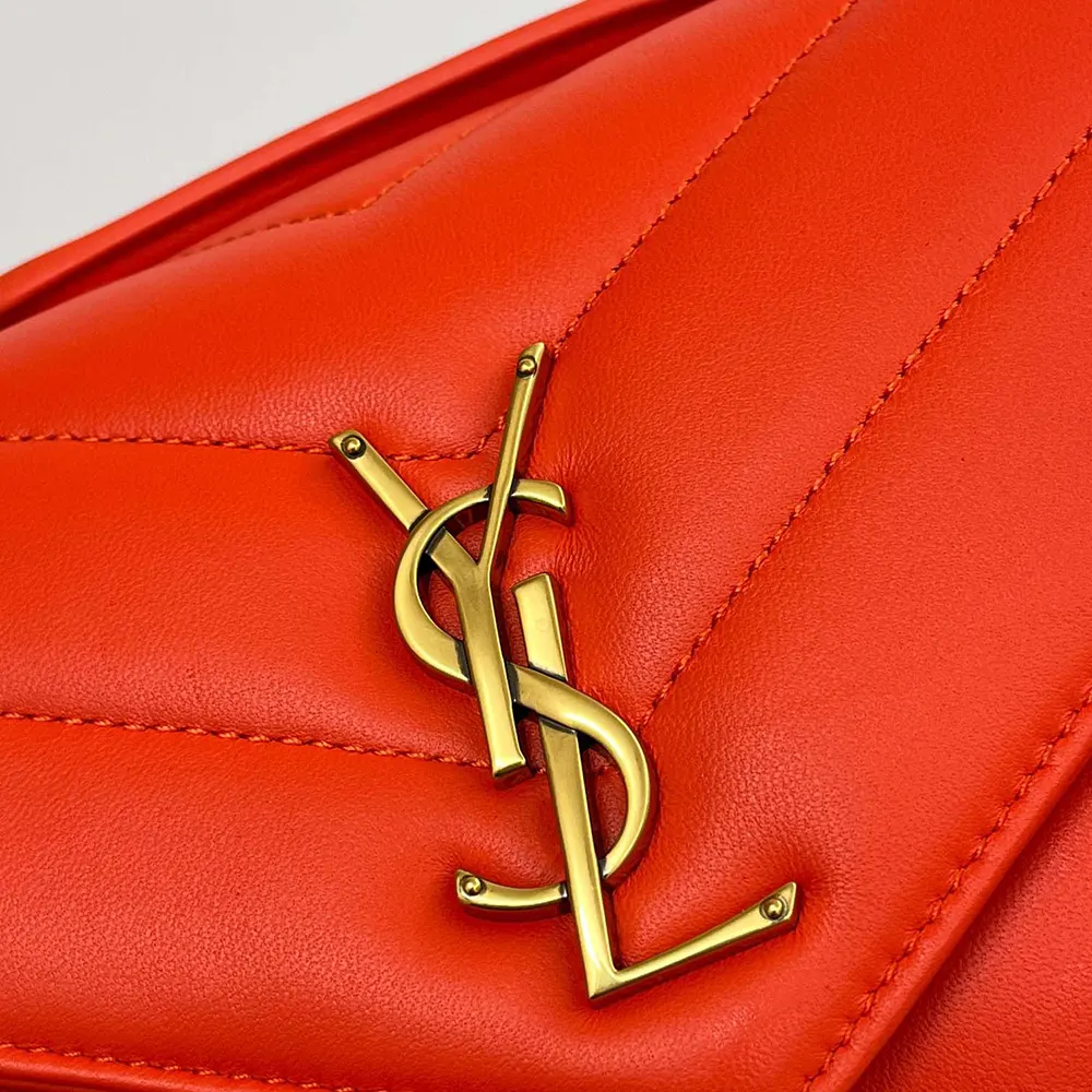 Saint Laurent YSL Women Loulou Small in Matelasse Lambskin-Orange - image 9