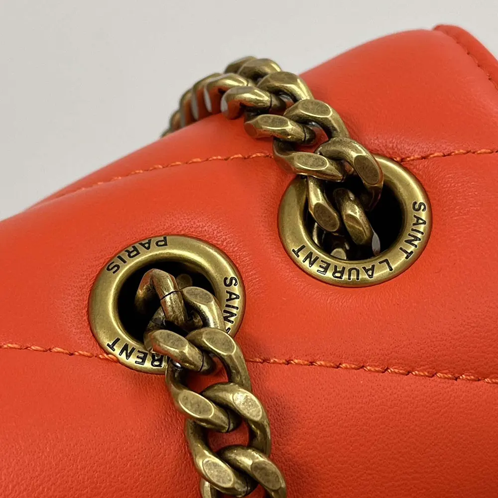 Saint Laurent YSL Women Loulou Small in Matelasse Lambskin-Orange - image 8