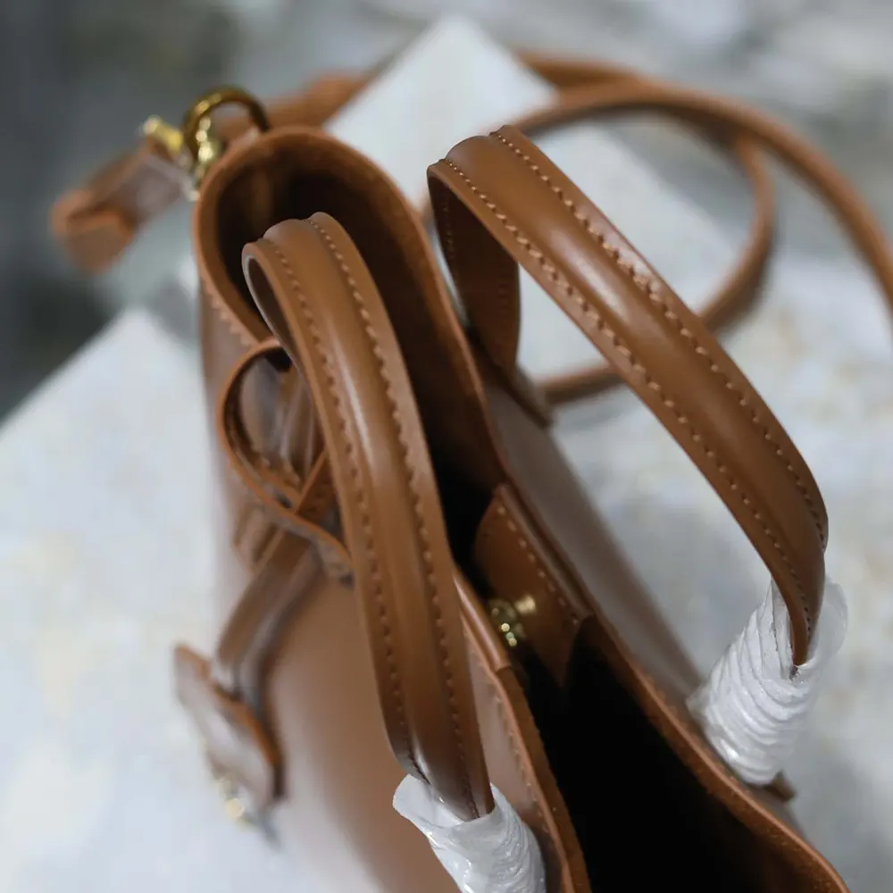 Saint Laurent YSL Women Mini Toy Shopping Saint Laurent in Box Leather-Brown - image 9