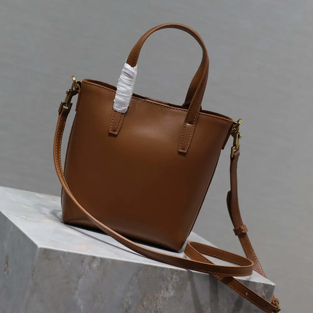 Saint Laurent YSL Women Mini Toy Shopping Saint Laurent in Box Leather-Brown - image 4
