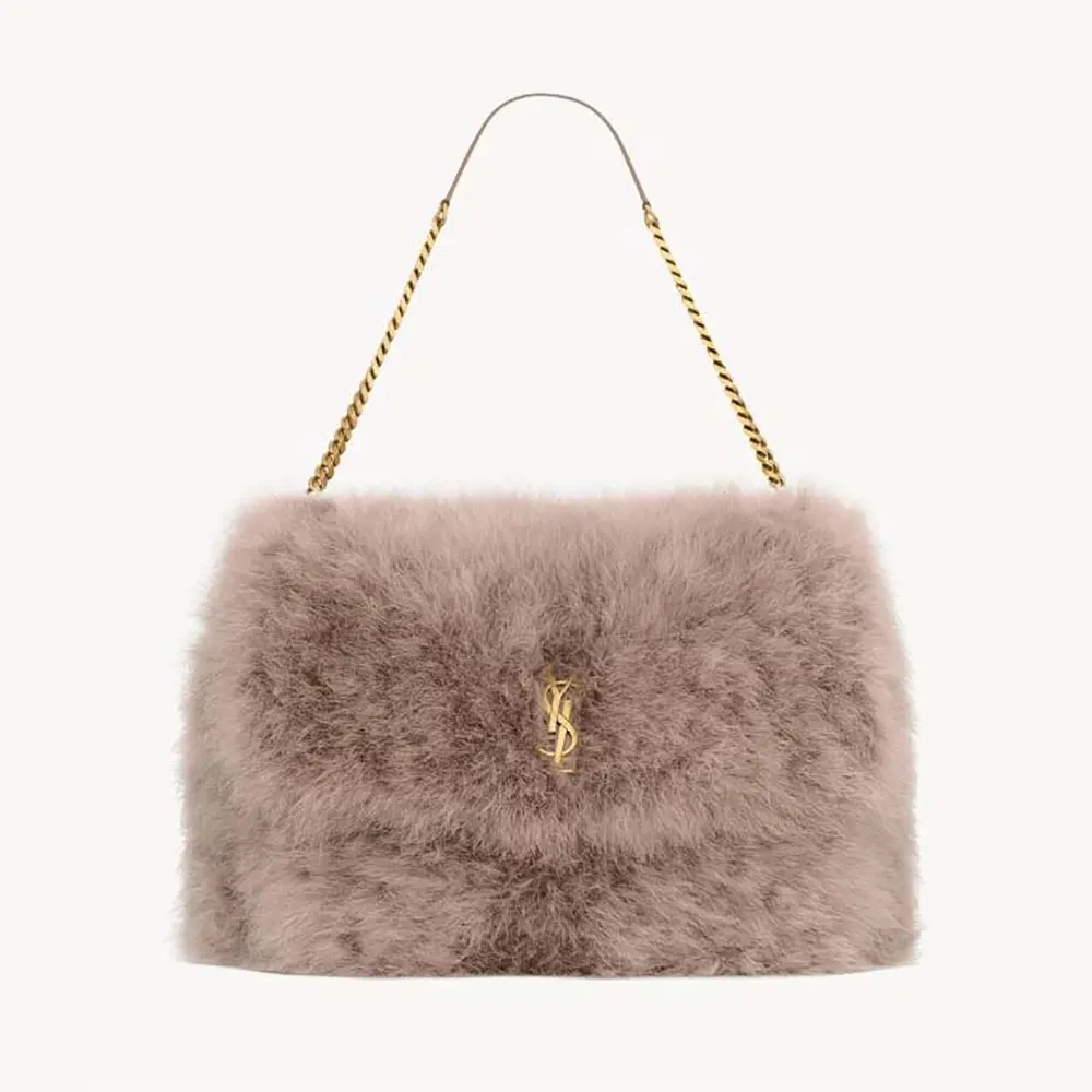Front view of Saint Laurent YSL Women Oversized Niki in Feathers grey leather