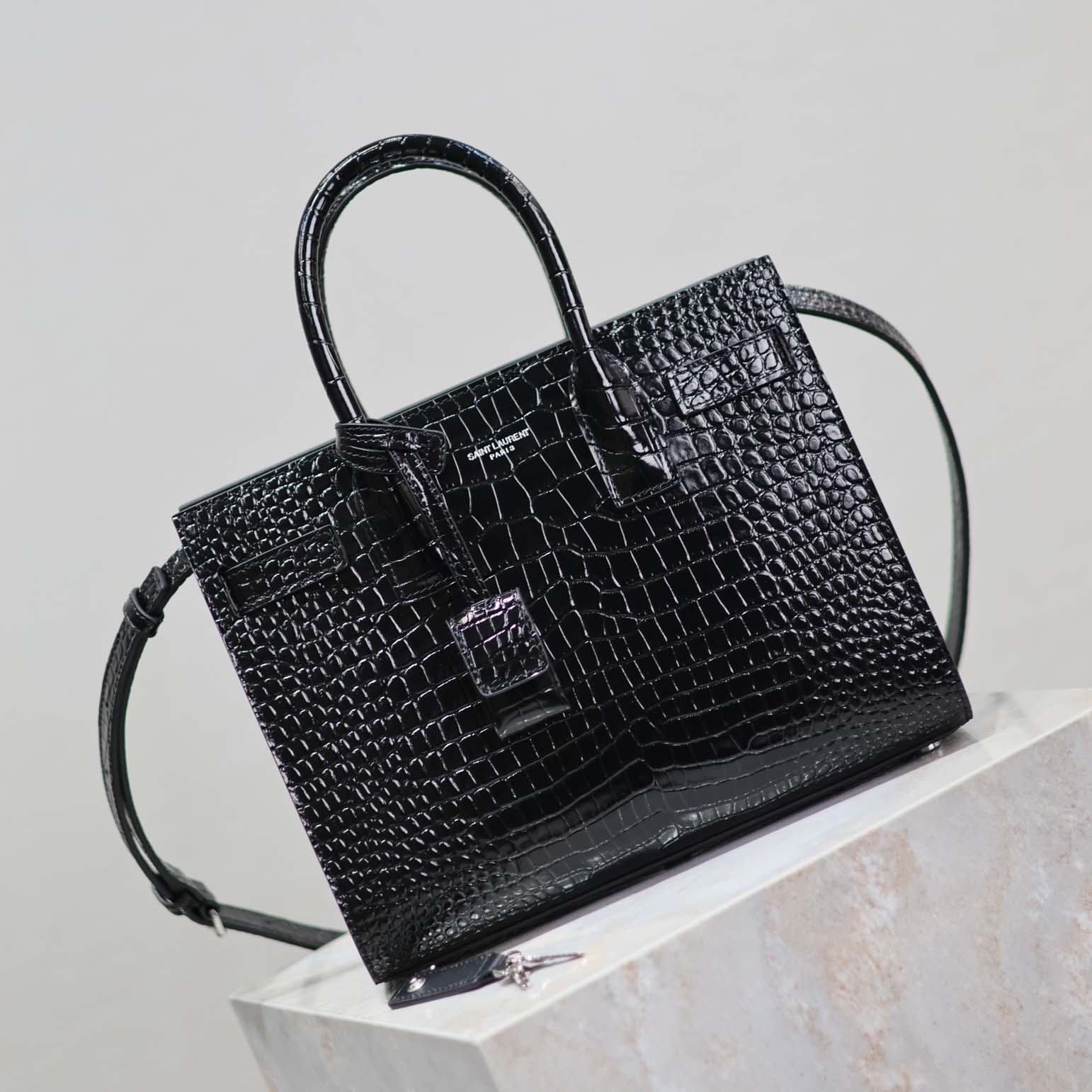 Saint Laurent YSL Women Sac De Jour in Embossed Crocodile Leather Baby-Black - image 5