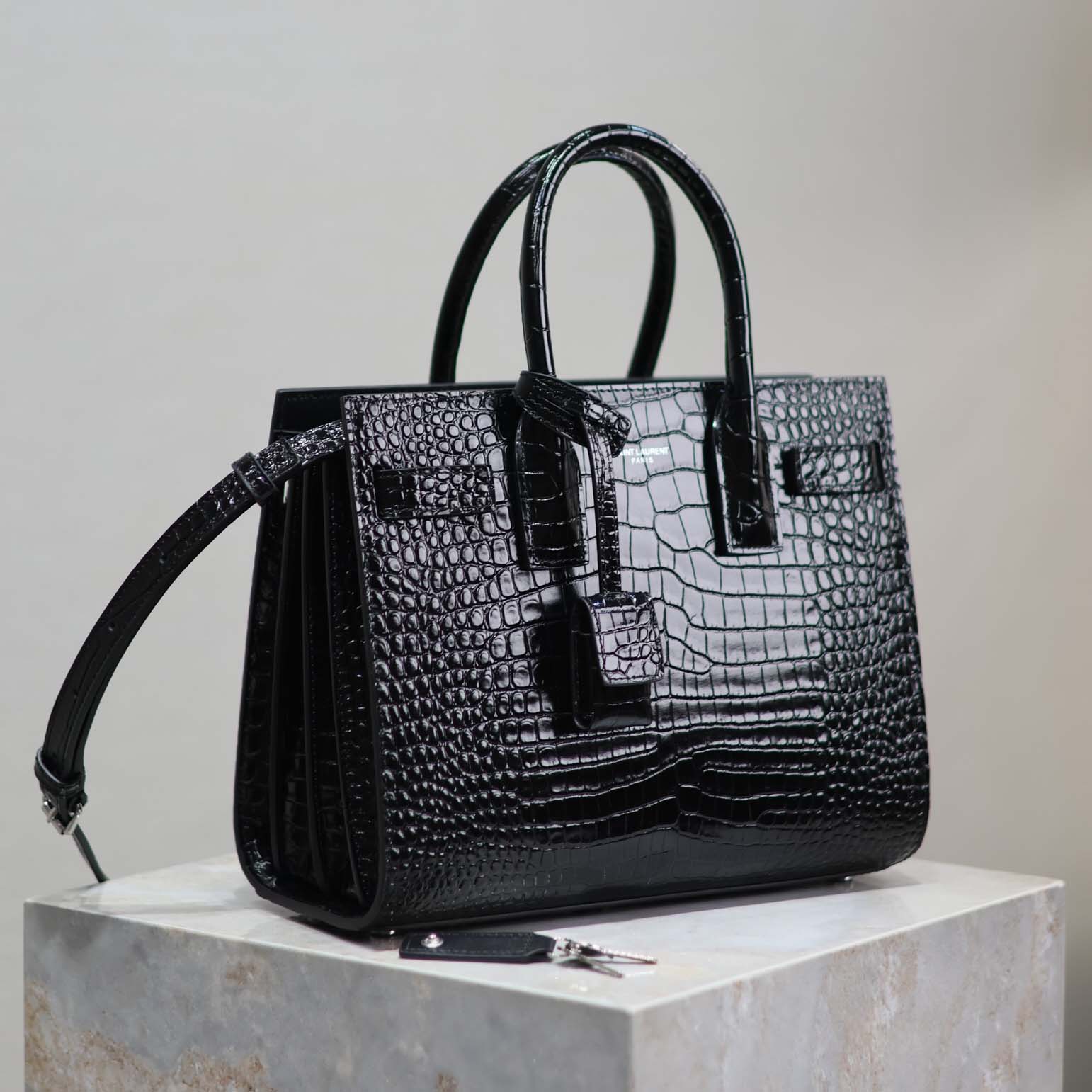 Saint Laurent YSL Women Sac De Jour in Embossed Crocodile Leather Baby-Black - image 6