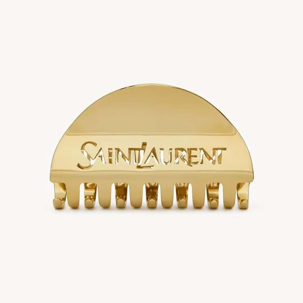Close-up of Saint Laurent YSL Women Saint Laurent Claw Clip in gold metal