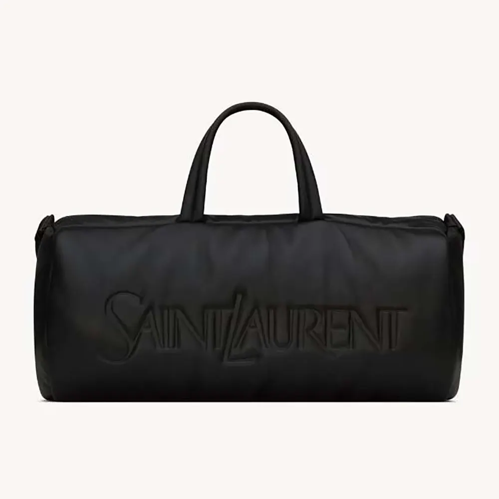 Front view of Saint Laurent YSL Women Saint Laurent Duffle in Lambskin black leather