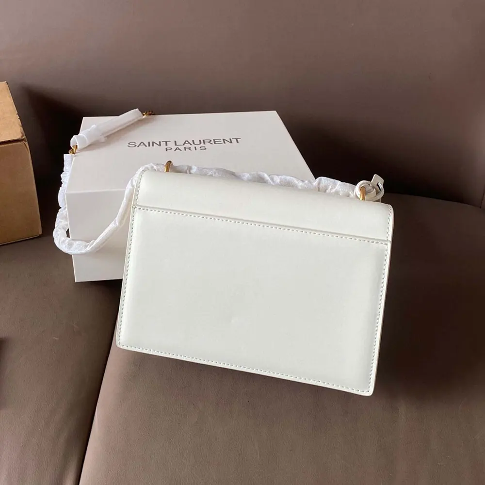 Saint Laurent YSL Women Sunset Medium in Smooth Leather-White - image 4