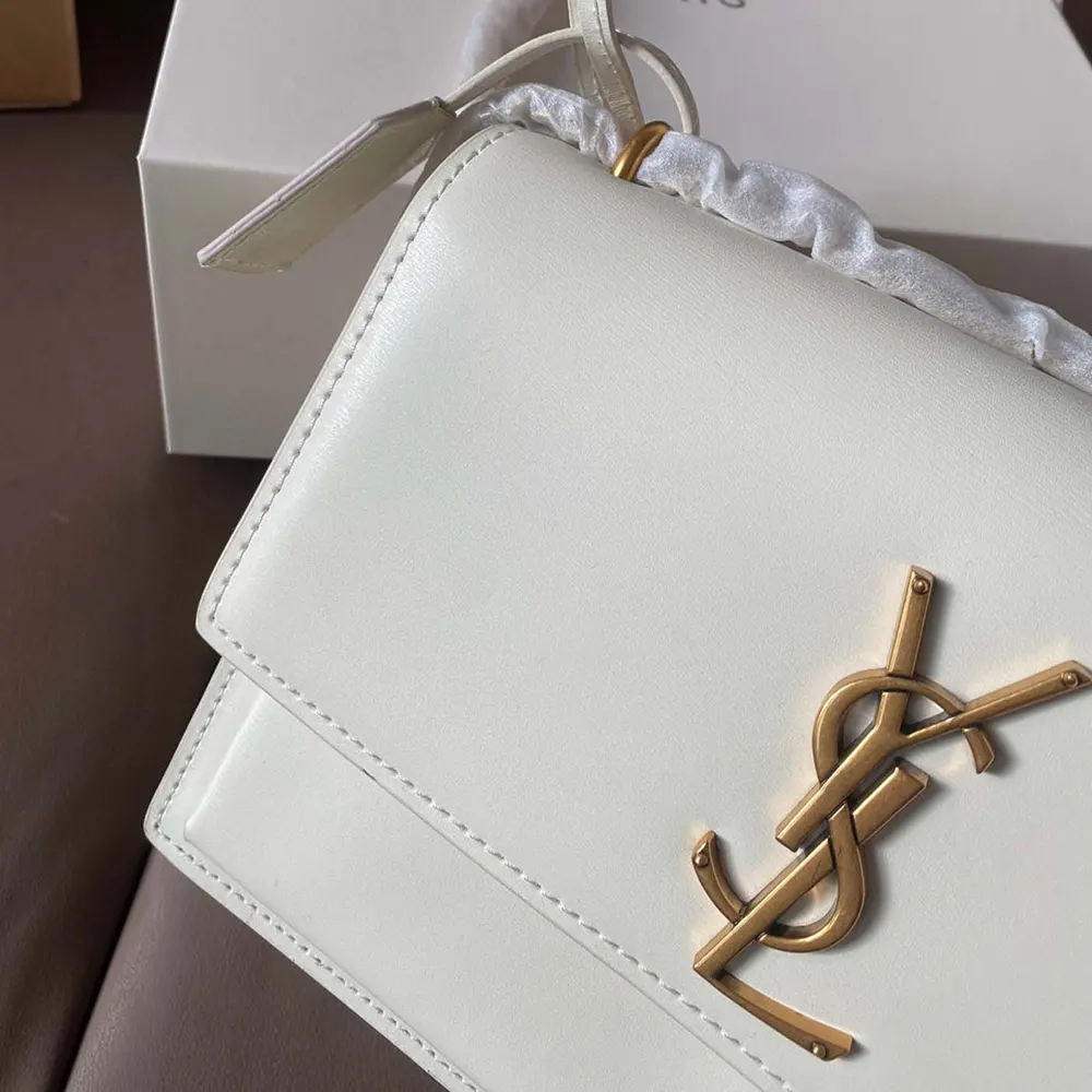 Saint Laurent YSL Women Sunset Medium in Smooth Leather-White - image 7