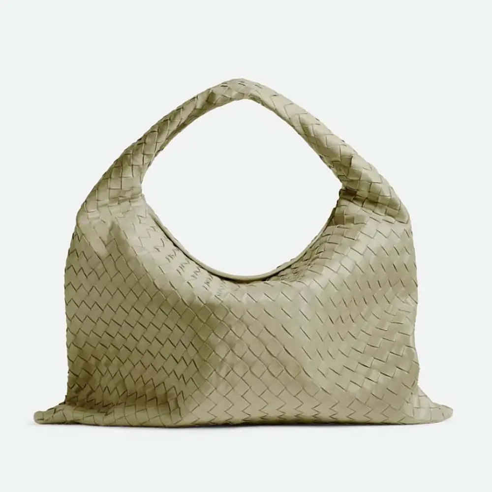 Front view of Bottega Veneta Women Large Hop Shoulder Bag in light green