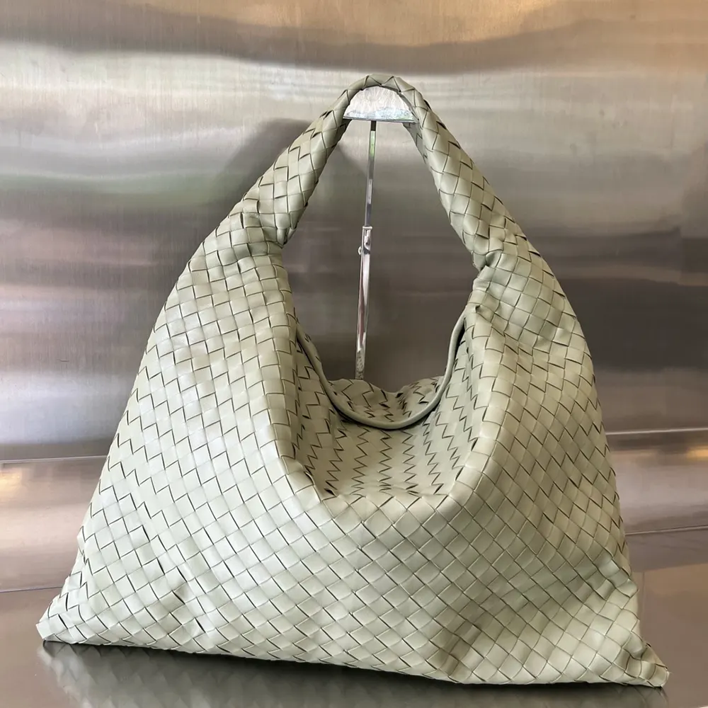Close-up of intrecciato leather detail on Bottega Veneta shoulder bag