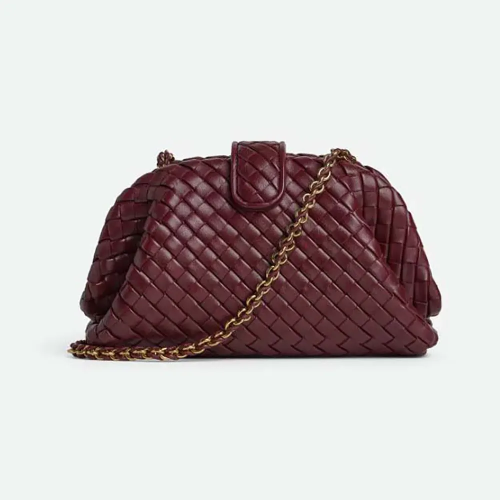 Front angle of Bottega Veneta Women Small Lauren 1980-Barolo Bordeaux bag