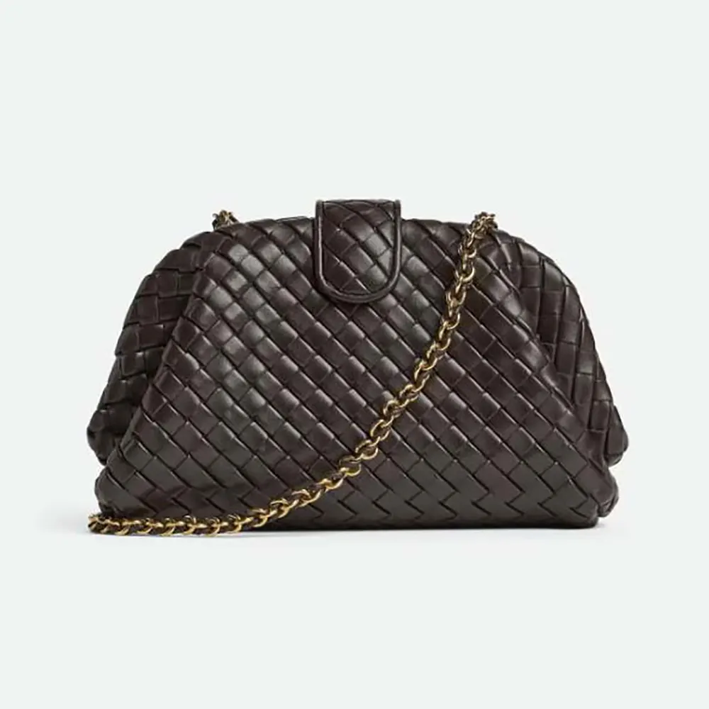 Front view of Bottega Veneta Women Small Lauren 1980-Chocolate handbag