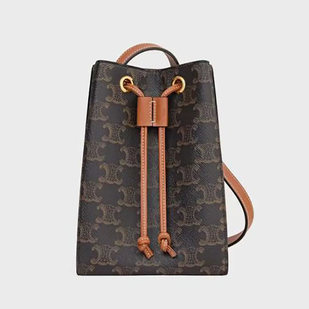 Front view of Celine Women Micro Sailor in brown Triomphe canvas