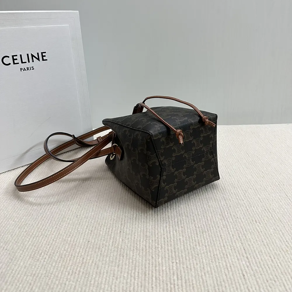 Celine Women Micro Sailor in Triomphe Canvas and Calfskin-Brown - image 5