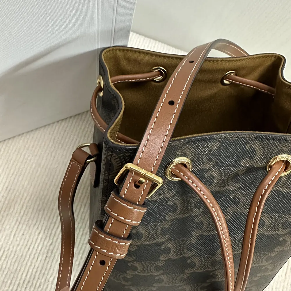 Celine Women Micro Sailor in Triomphe Canvas and Calfskin-Brown - image 7
